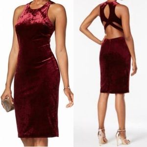 Night Way Collections Burgundy Velvet Midi Dress